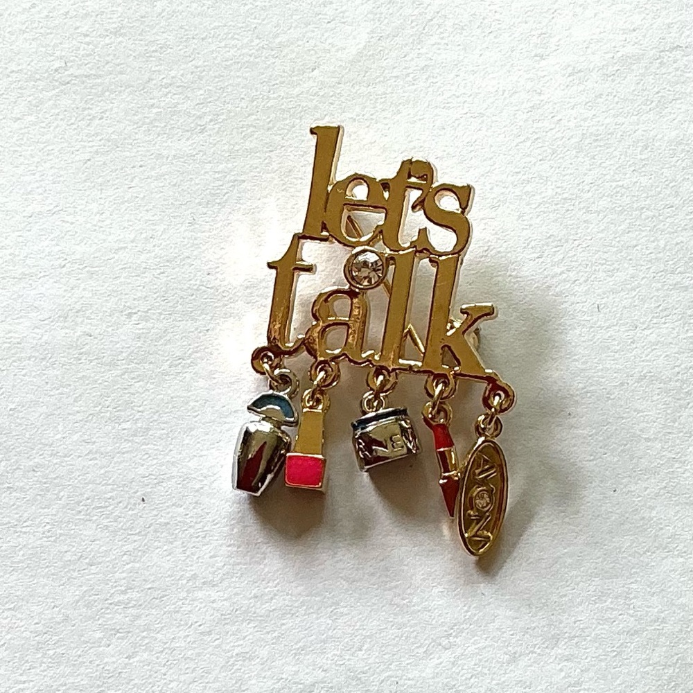 (3 for 20.00) Avon Gold 'Let's Talk' Brooch with Charms